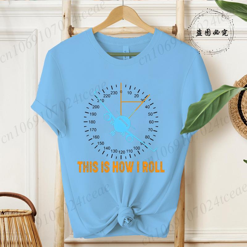 This Is How I Roll Airplane Tshirt Unisex's Funny Graphic Tee Shirts Casual Streetwear Tops for Unisex Short Sleeve Clothes LW01