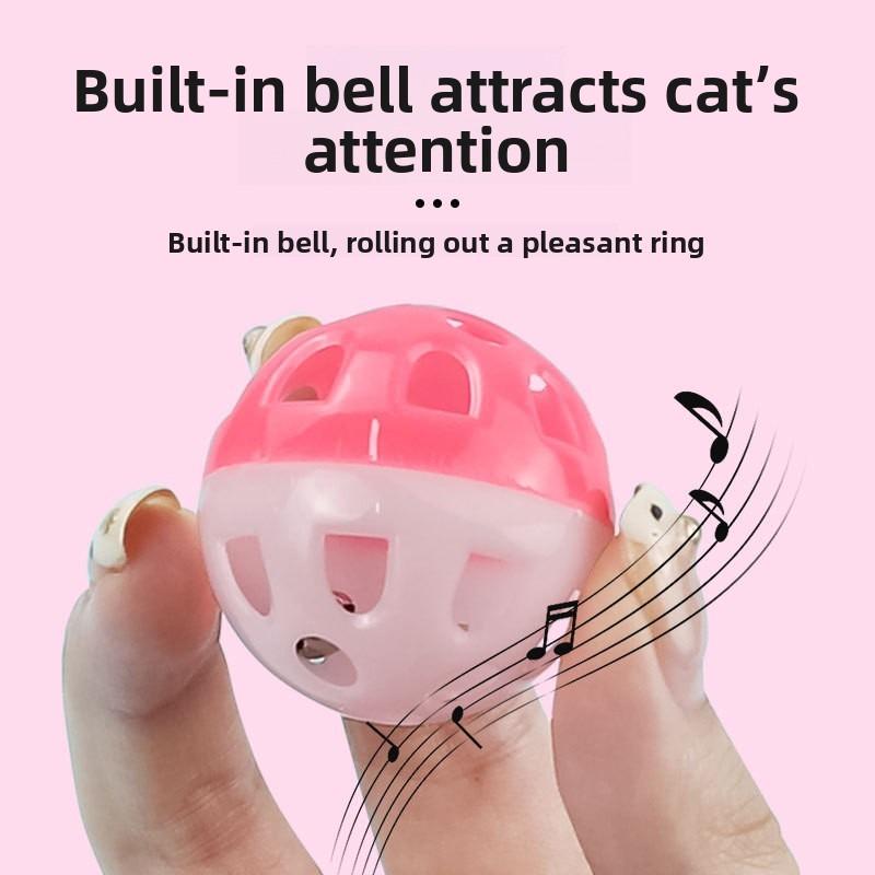 Bell Ball Toys for Puppy & Cat – Pounce Chase Rattle Balls with Bell, Interactive Pet Chew Toy for Indoor Play & Exercise