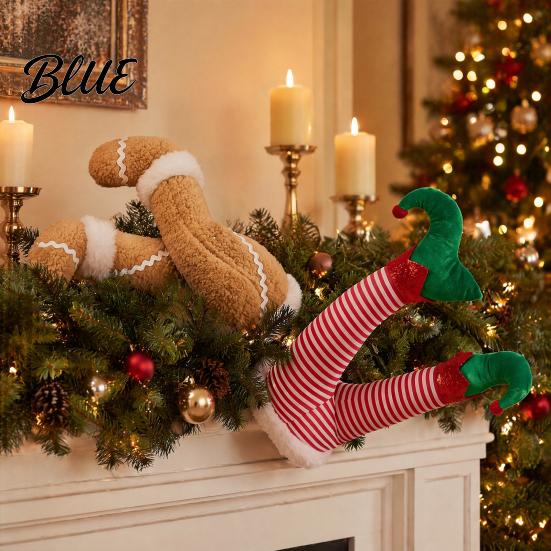 Festival Atmosphere Prop Christmas Elf Legs Tree Ornaments Plush Stuffed Stuck Celebration Supply Topper Decorations for Xmas Tree Indoor