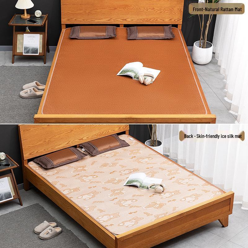 Foldable Double-Sided Ice Silk Summer Rattan Tatami Bamboo Mat