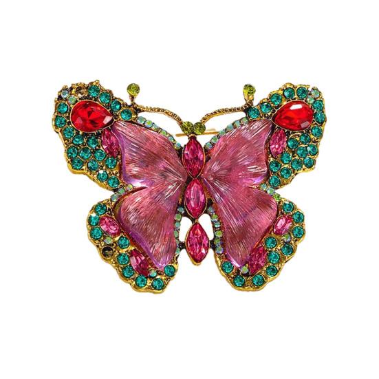 Women Brooch Sparkling Rhinestones Faux Pearl Butterflies Shape Lapel Pin Suits Coats Bags Scarves Badge Versatile Accessory