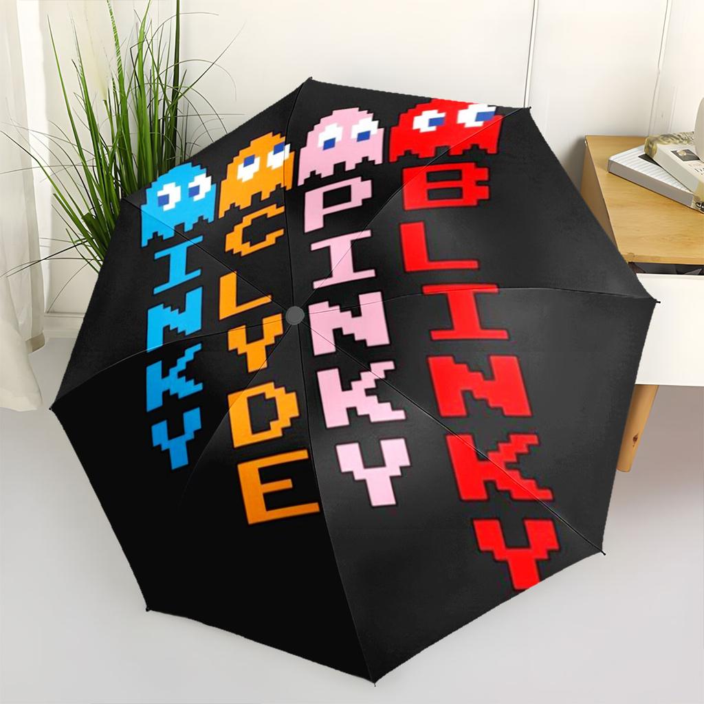 Pac-Man Game Pattern Folding Umbrella Windproof Waterproof Umbrella Outdoor Travel Sunshade Umbrella
