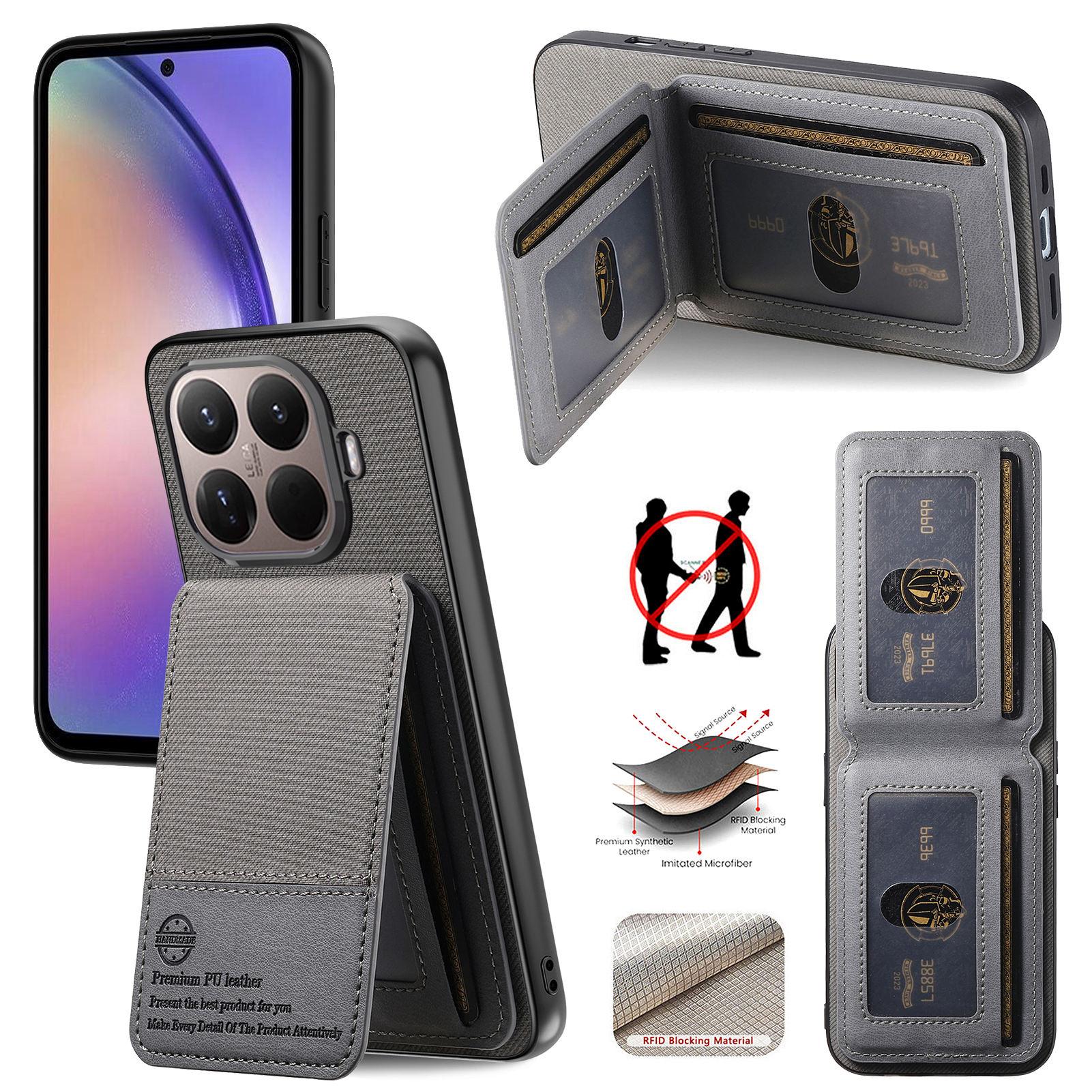 

For Xiaomi 15T Case Cloth Texture Leather + PC + TPU RFID Blocking Phone Cover with Card Holder