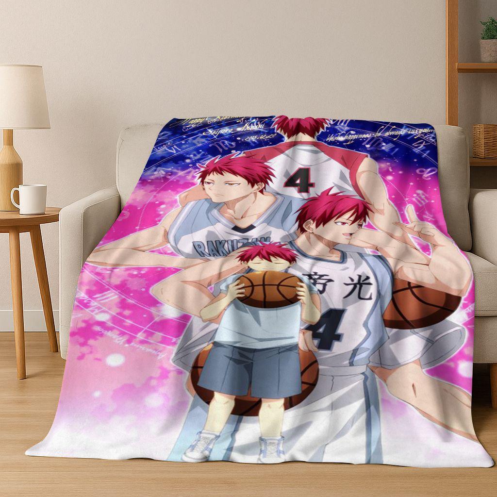 Anime Kuroko's Basketball Cartoon Art Flannel Blanket,Cozy Soft Throw Blanket for Home Bedroom Bed Sofa Picnic Cover Gift Kids
