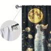 Panels Beautiful Cat Moon Pattern Window Curtains Heat Insulating Suitable Decorating Various Rooms Curtain Polyester