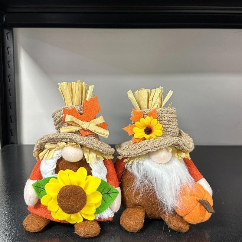 Fall Decoration Harvest Thanksgiving Decorations Gnomes Plush Elf Dwarf Doll Figurine with Pumpkins Autumn Maples