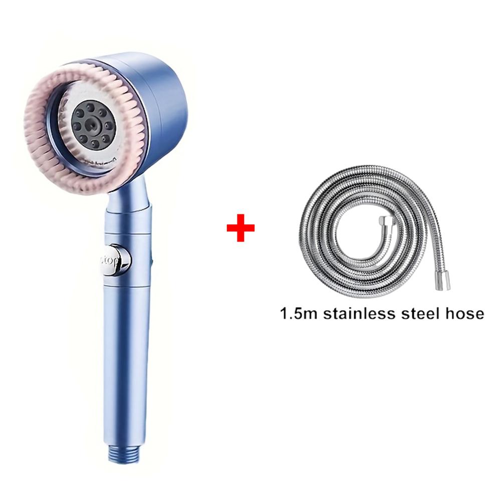 Pommeau de douche 5+1 modes avec brosse de massage ABS Haute pression Économie d'eau Portable Filtre de salle de bain Pommeau de douche Arrêt d'eau à une touche
