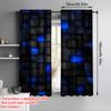 Blue Cube Door Curtains 2pcs   Lit Dark Cube Print Semi-Sheer Polyester Rod Pocket for Bedroom Living Office All-Season Decor