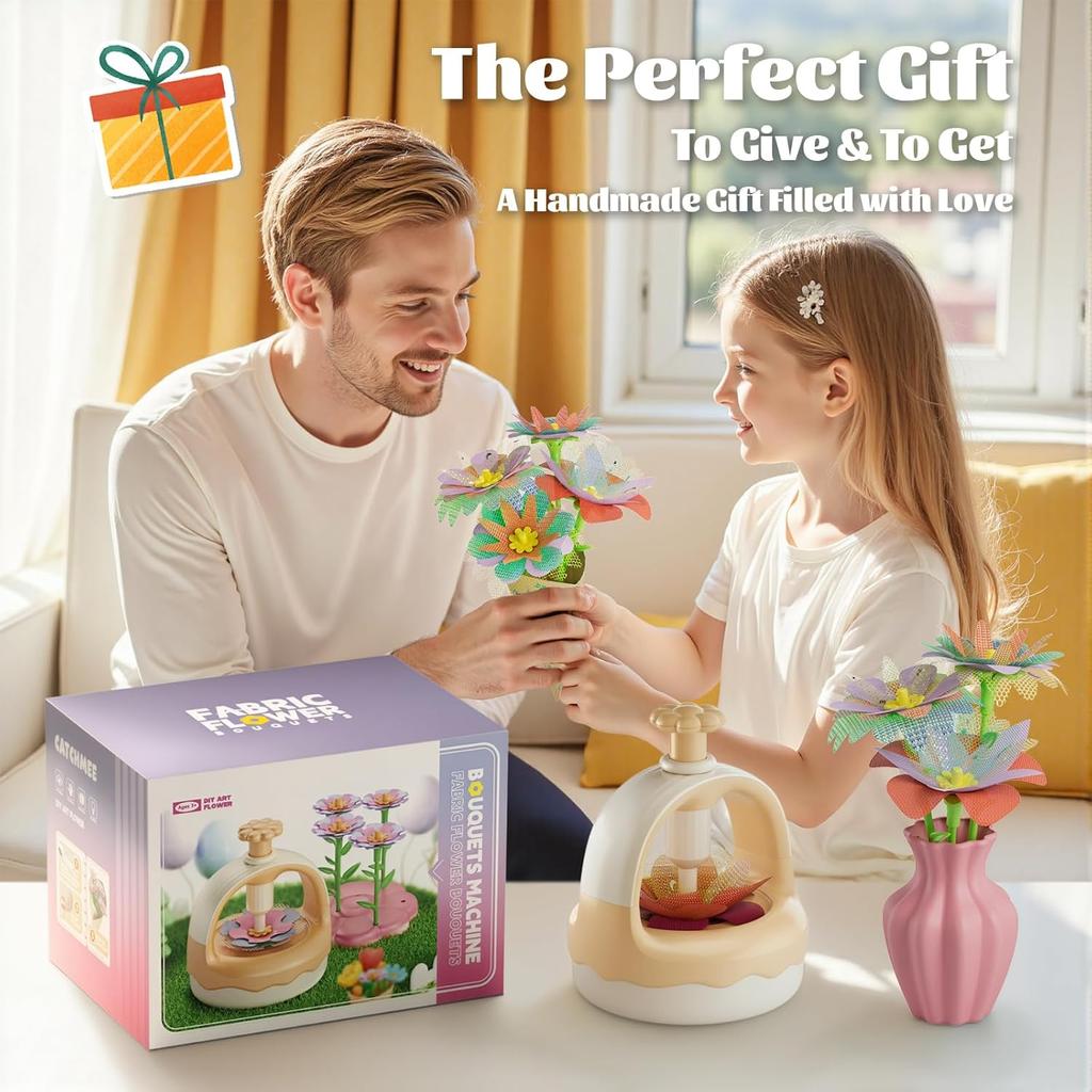Fabric Flower Bouquet Craft Kit, DIY Arts & Crafts Toy for Kids, Creative Flower-Making Activity Set, Educational Preschool Toy, Perfect Birthday &