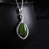 Tancise 925 Sterling Silver Classic Women Jade Necklace Pendant Zircon Fashion Gift