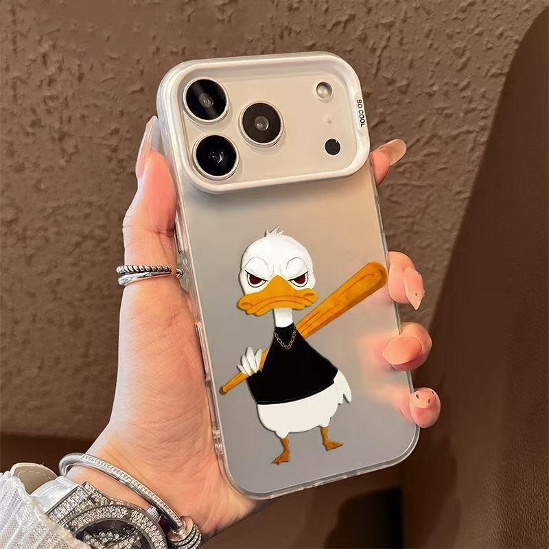 

Серебристый чехол для телефона «Злая утка» для Apple 17/16/15 Pro 14 Pro Max 13/12/11 iPhone 13