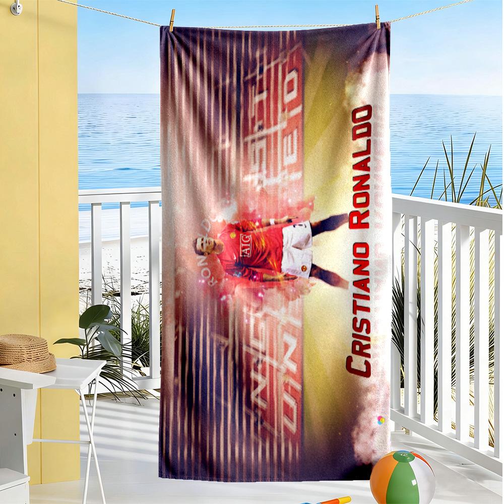Football Players Beach Towel Super Soft & Absorbent Comfortable Lightweight Suitable for Swimming, Gym, Camping, Yoga Vacation