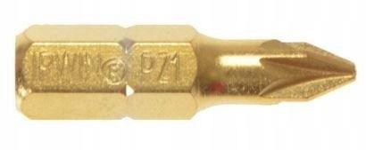 Tin-Titanium Pozidriv Bit 1/4' 25mm Set of 10 Pz1
