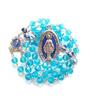 1PC Blue Crystal Rosary Virgin Pendant Necklace for Men Women Religious Jewelry