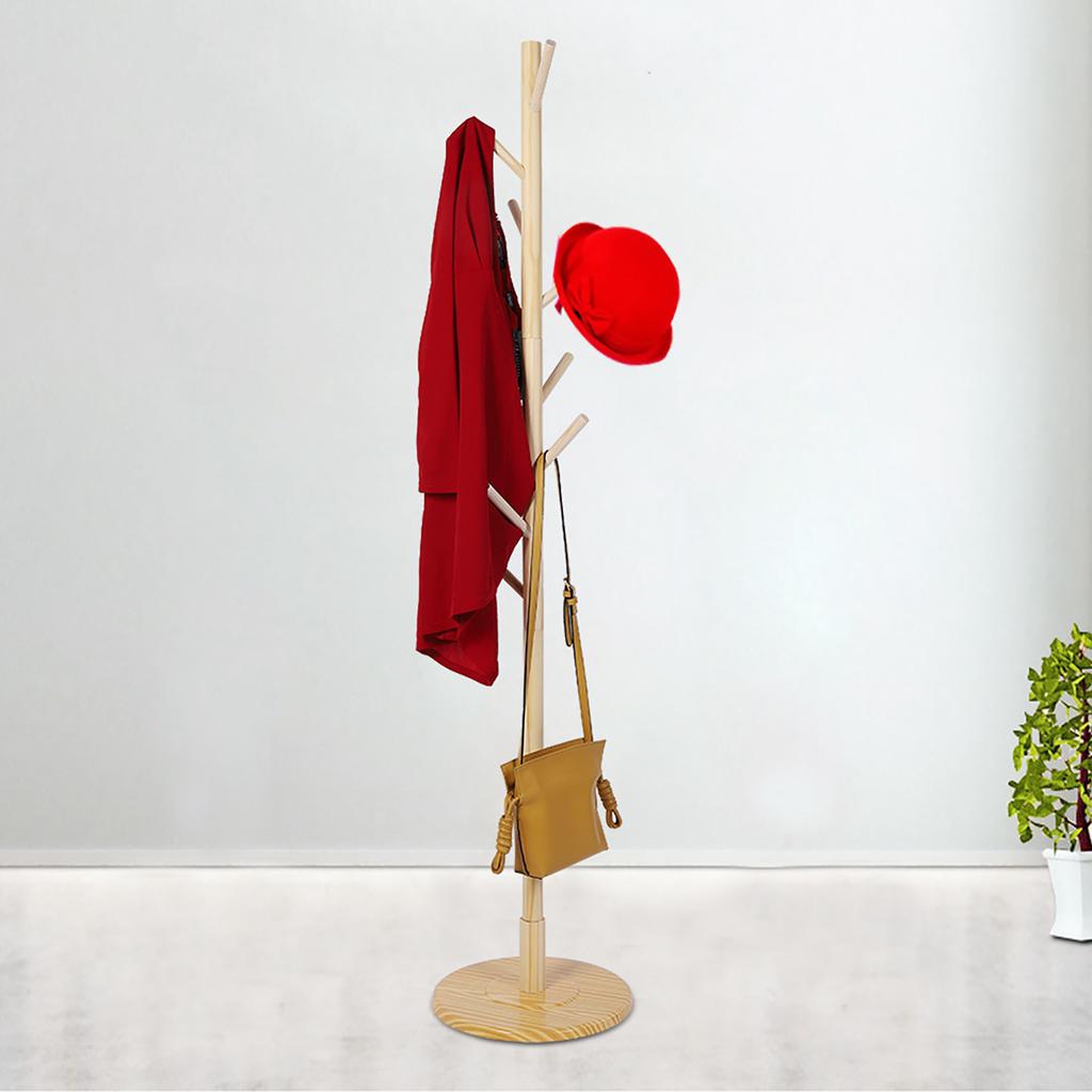 Wooden Hanger Floor Standing Coat Rack Home Furniture Clothes Round Base Rack (Wooden Color)