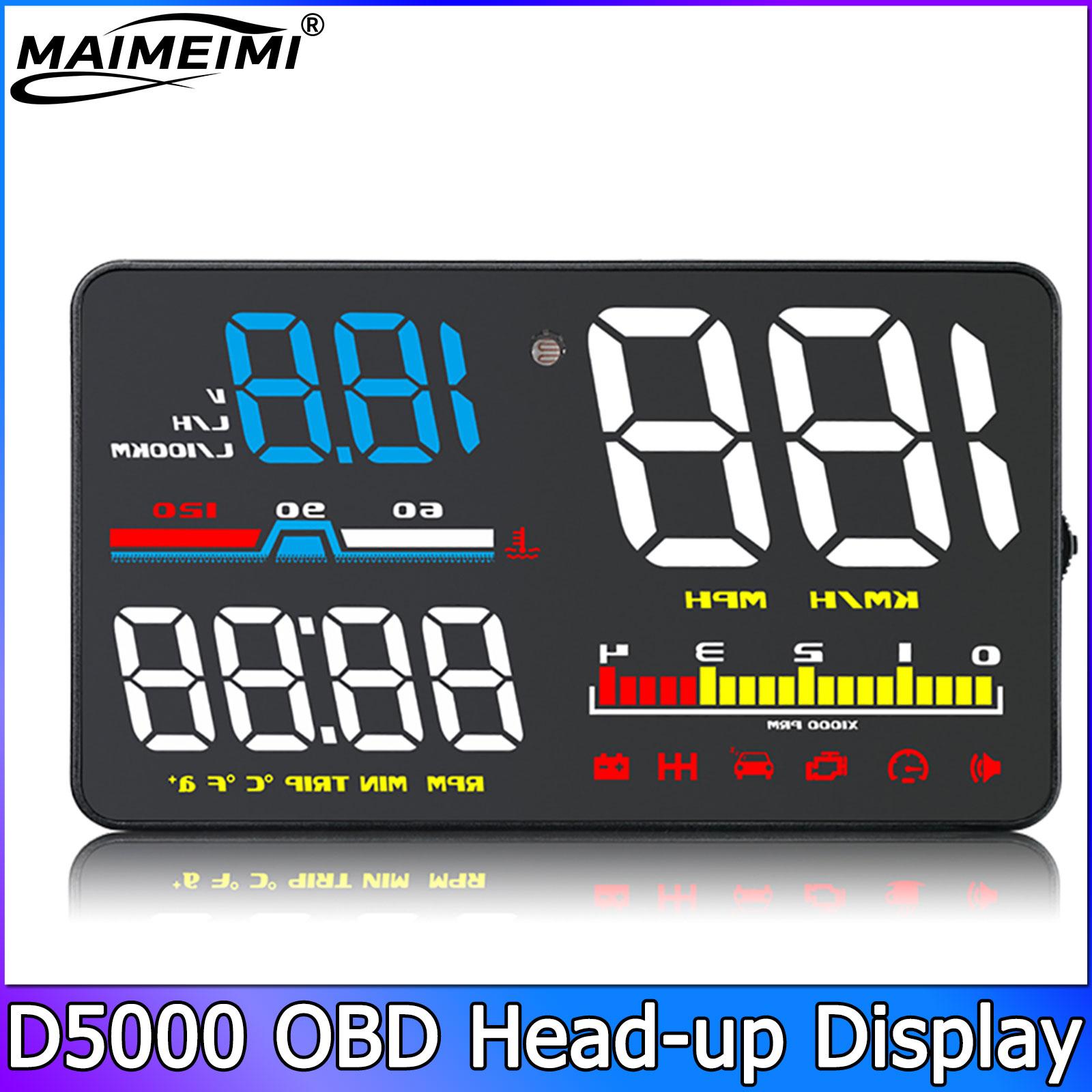 

Car Head Up Display D5000 OBD2 Diagnostic Tool HUD Digital Security Alarm Speedometer Windshield Screen Projector Tachometer D5000