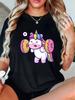 Fitness Animal Pattern Printed Womens Fashionable Round Neck Tshirt Round Neck Tshirt Casual Daily Summer Personalized Top