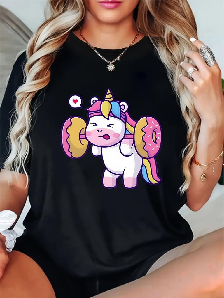 Fitness Animal Pattern Printed Womens Fashionable Round Neck Tshirt Round Neck Tshirt Casual Daily Summer Personalized Top