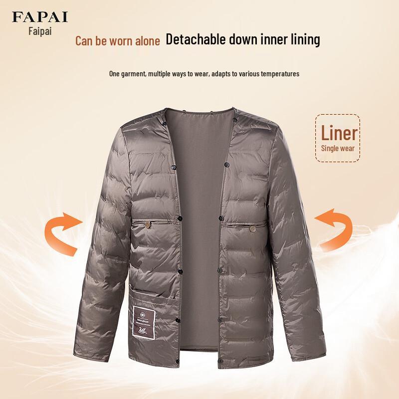 FAPAI Men's Detachable Goose Down Mid-length Trench Coat