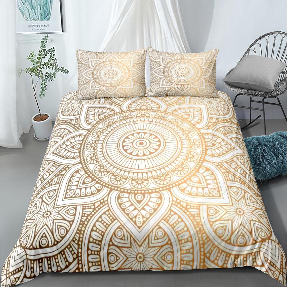 vintage mandala yoga duvet cover set king queen double full twin single size bed linen set