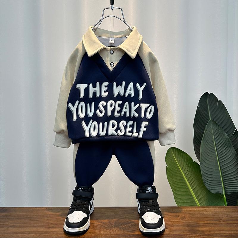 Set di Abbigliamento Autunnale alla Moda per Bambini 2024 Comodo Design in Cotone a Manica Lunga Per Ragazzi