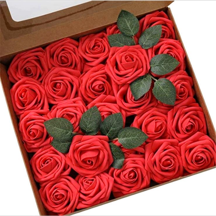 25pcs Artificial Flowers Fake Flowers Roses W/stem For DIY Wedding Bouquets Centerpieces Arrangements Party Home Decorations