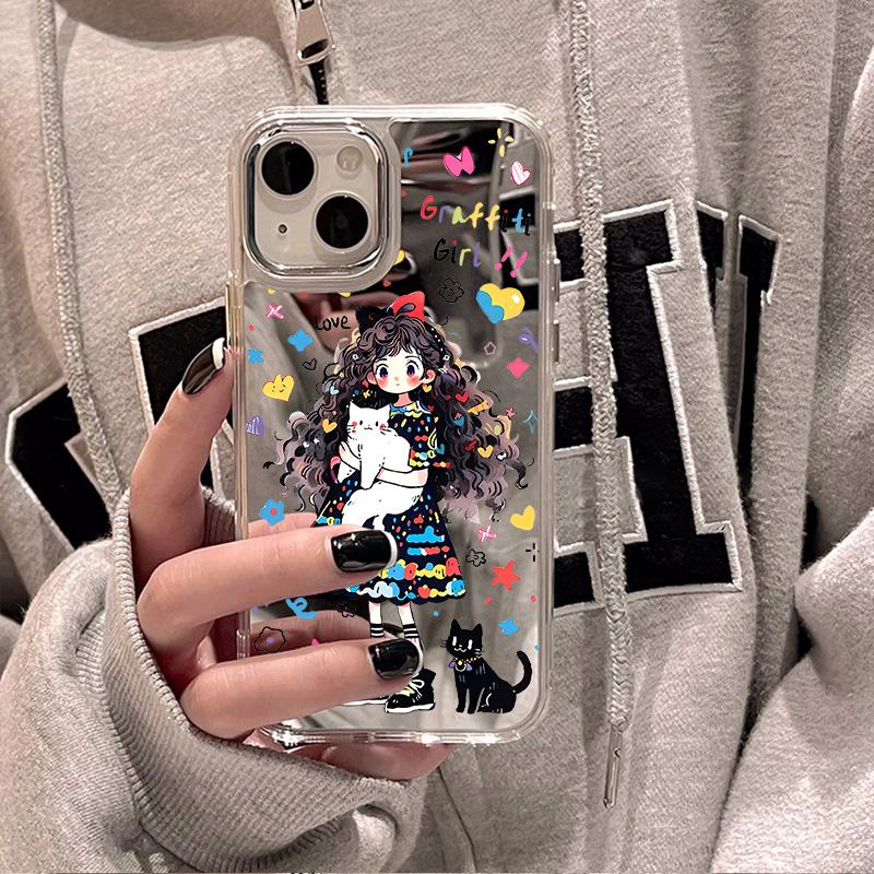 Etui na telefony komórkowe iPhone 11 13 XR 15 Pro Max 12 14 Pro Max Etui iPhone 16 XS Max Lustrzane etui ochronne Lustro Wykwintna kreskówka Wodoodporna