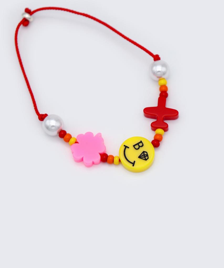 Bonbeau Happy Smile Color Motif Knot Bracelet Smile Color Acrylic Motif Bead Knot Thread Bracelet