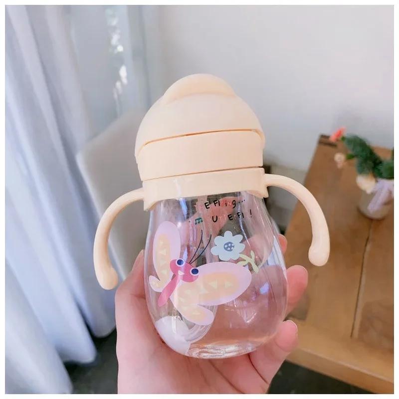 

Lovely Kids Water Bottle 300ml Kindergarten Children Water Cup With Gravity Ball Baby Portable With Straw Anti-choking Cute Cup 300ml жёлтый