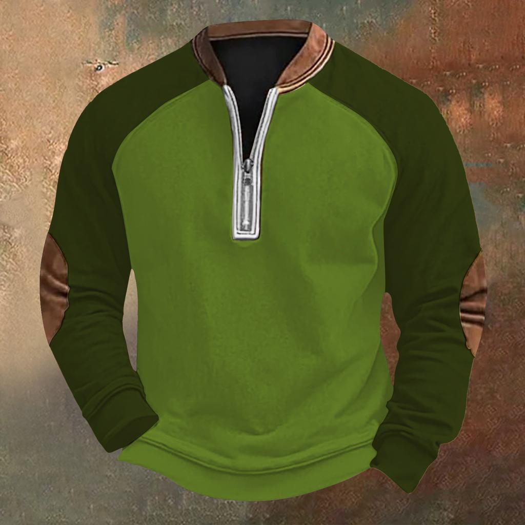 Men's Retro Casual Color Blocked Zipper Sweatshirt