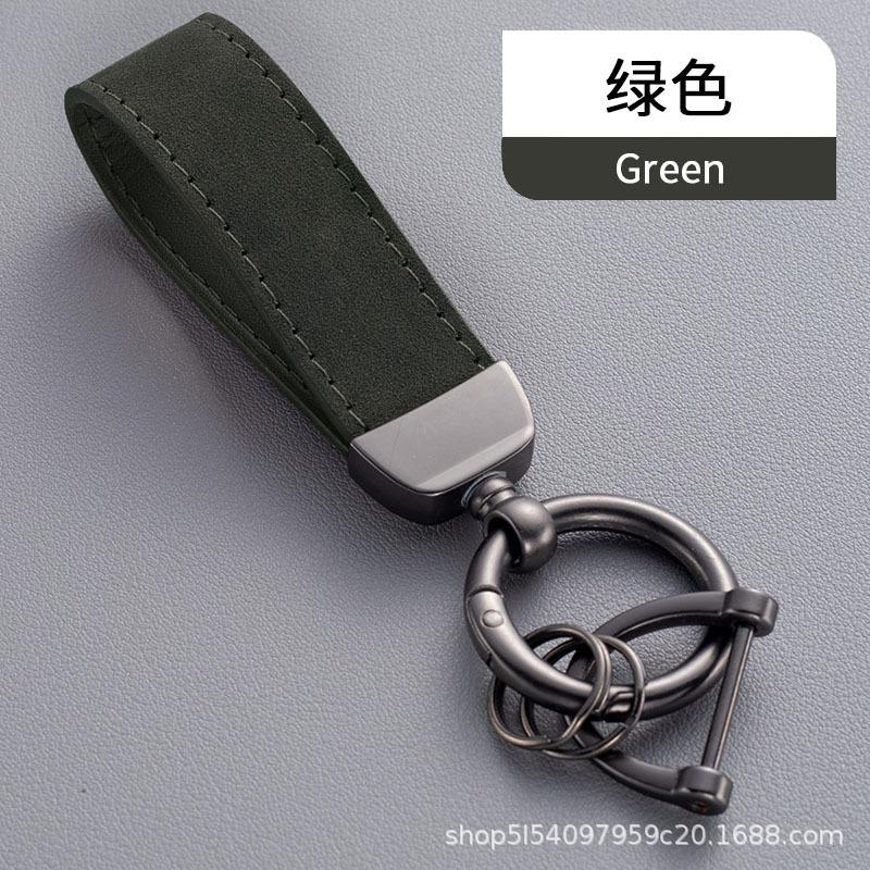 Simple Fashion Suede Leather Rope Metal Horseshoe Buckle Keychain Ring for Women Men Backpack Waist Hanger Jewelry Accessories