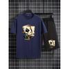 Summer Outdoor Men's Dice Spade Set Comfortable Casual Round Neck T-shirt Loose Short Men's Fashion Sports Summer Children's Set