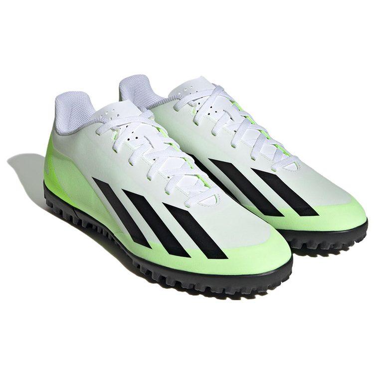 Adidas X Crazyfast.4 TF Turf PU Synthetic Leather Soccer Shoes Unisex Black White Green IE1583