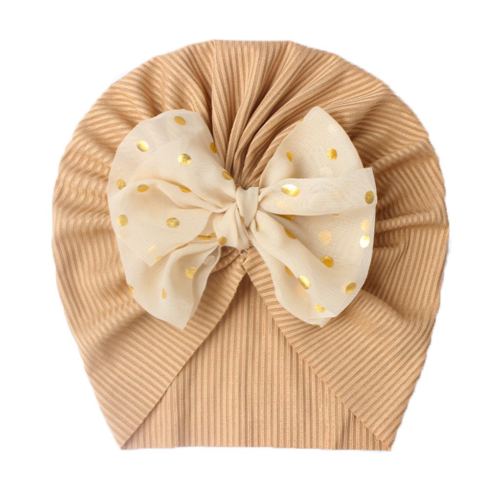 European & American Baby Ribbed Bow Hat - Polyester Pullover Cap