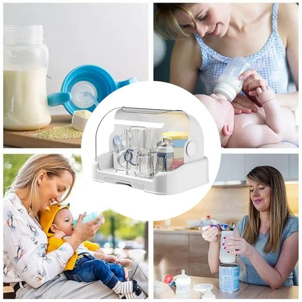 Kunststoff-Babyflaschen-Aufbewahrungsbox mit Deckel, staubdicht, Babyflaschenhalter, Flaschentrockenständer für Babys