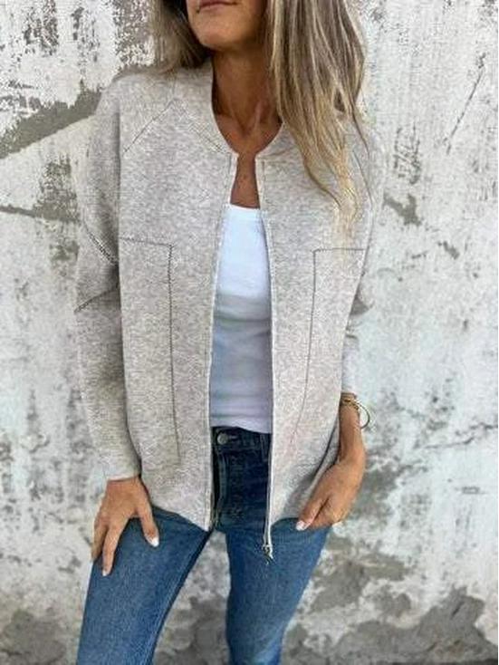 2024 Autumn/Winter Casual Solid Color Zipper Jacket