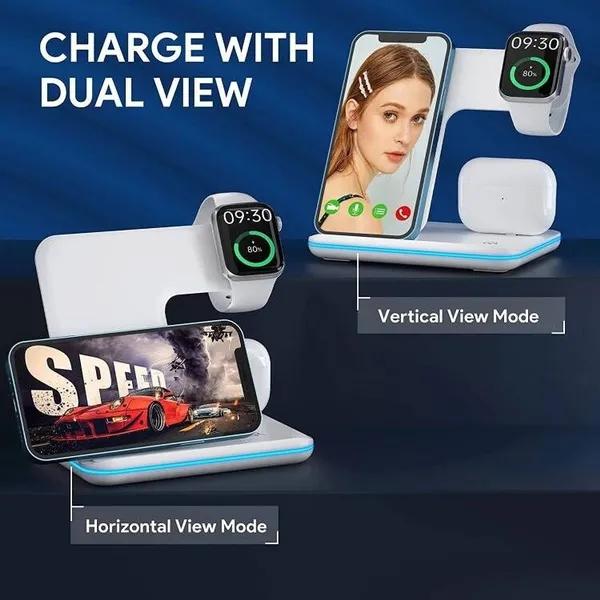 3 In 1 Charging Stand 15W Fast Qi Wireless Charger Dock USB Charging Station