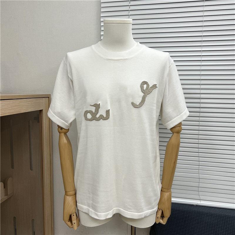 2025 Vår/Sommar Trendig Jacquardetikett Stickad Kortärmad Logotyp T-shirt