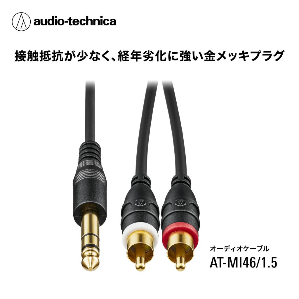 RCA Cable Stereo Standard Plug To Two Pin for Digital and Audio Stereo Conversion Cable Audio-Technica (6.3mm Plugs), 1.5m, Pianos, Mixers,