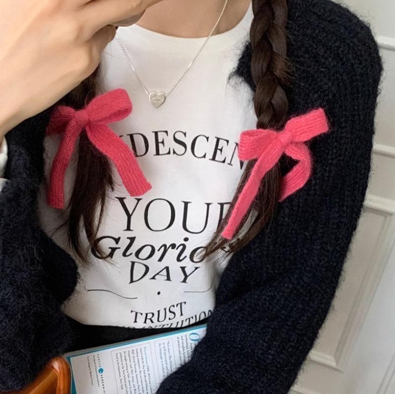 2Pcs/set Korean Winter Knit Bow Hair Clip Fashion Crochet Barrettes for Schoolgirl Cute Hair Accessories All-Match Headwear