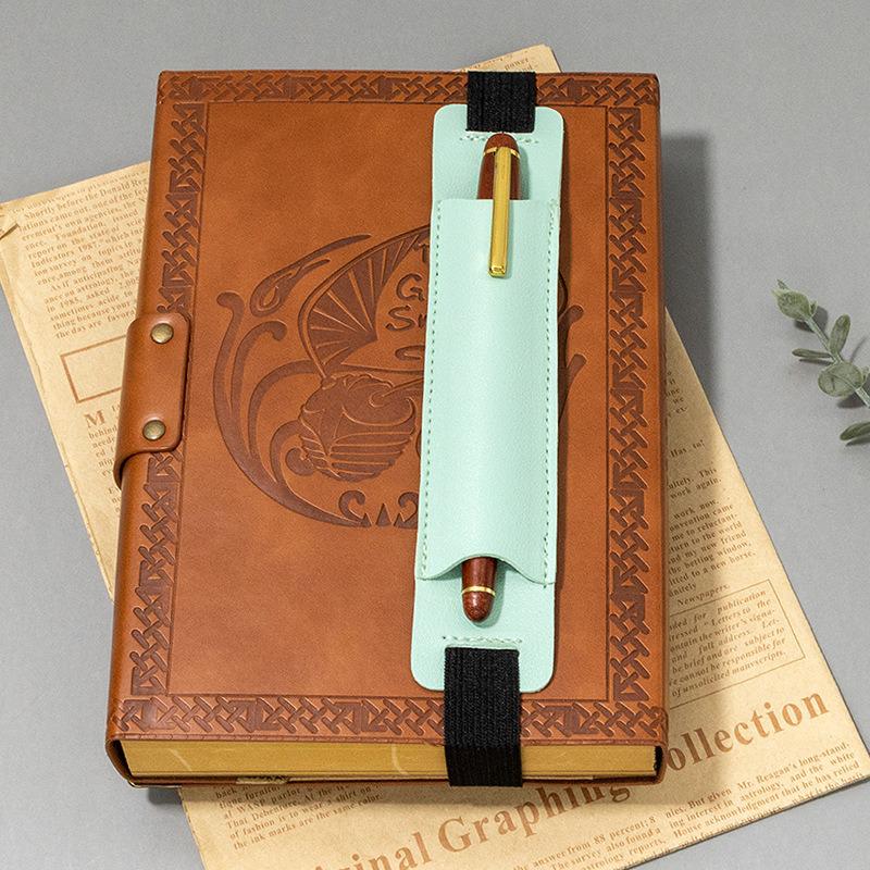 Portable PU Leather Pen Holder with Elastic Band for Single Fountain or Ballpoint Pen