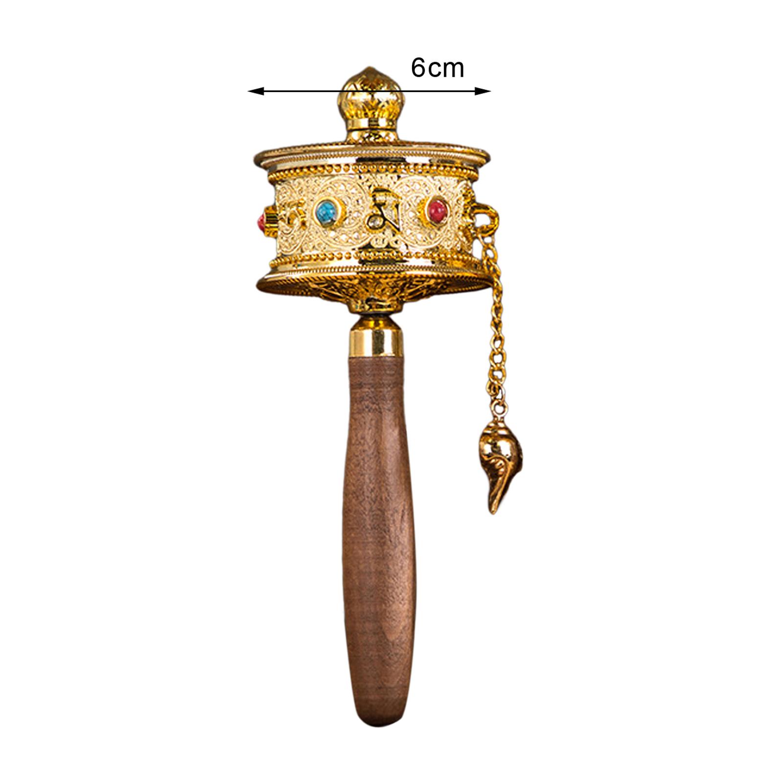 

Wooden Handle Tibetan Prayer Wheel Handheld Buddhist Premium Buddha Scriptures Turn Praying Instrument for Meditation Room