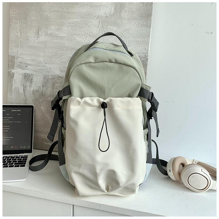 

High-value Color-blocking Backpack for Daily Travel College Students Hand-in-commuting Bag Fashionable Simple Casual Backpack зелёный