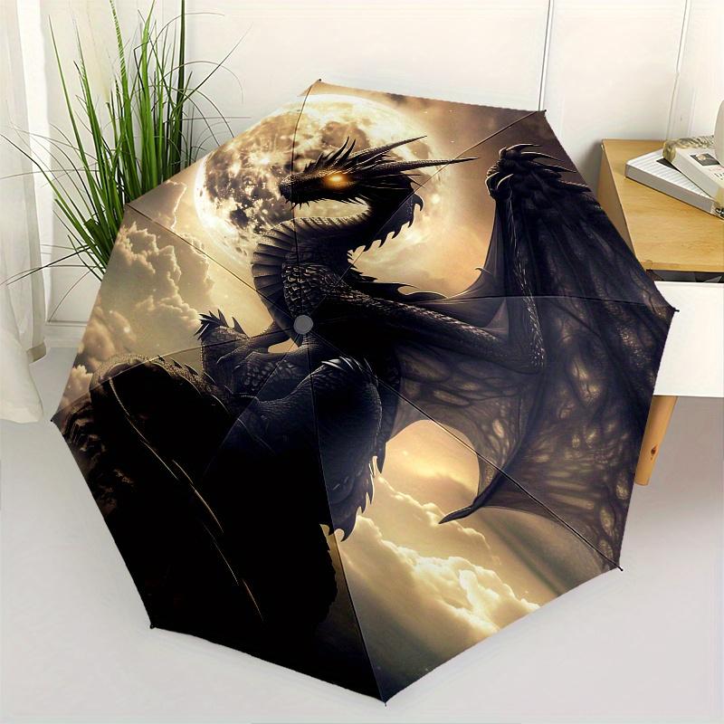 

Dragon Moon Theme 8 Bone Hand Automatic Folding Fashion umbrella, Compact and Portable Design, A Perfect Gift for Birthday, Christmas or Bus