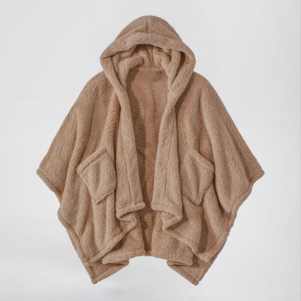Europäischer & Amerikanischer Damenwollmantel: Doppelseitiges Fleece-Cape für das Büro, Warmer tragbarer Decken-Schal