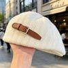 Vintage British Style Knit Beret Cap Women - Versatile Artistic Painter Hat With Belt Detail