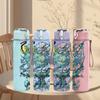 1PC Abstract Ocean Wave Creature 750ml Color Plastic Sports Water Bottle Leakproof Flip Straw Lid Suitable for Sports Office Home Use