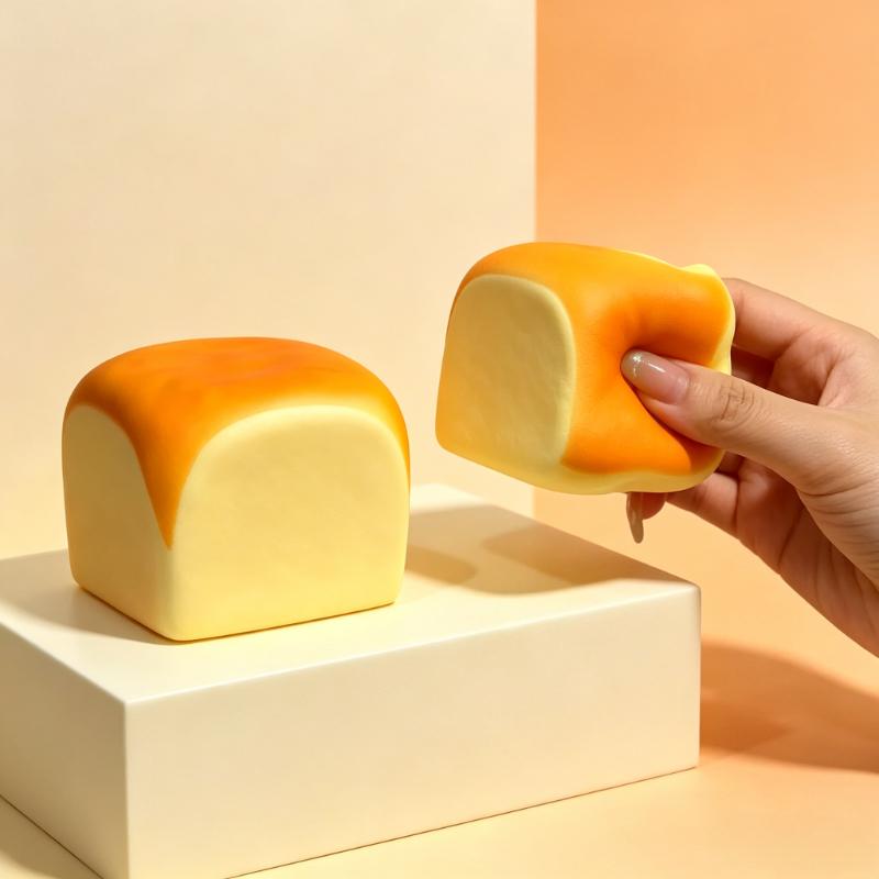 12Pc Simulation Bread Squishy Squeeze Toy Food Grade Silicone Safe Soft Slow Rising Decompression Fidget Toy For Stress Relief