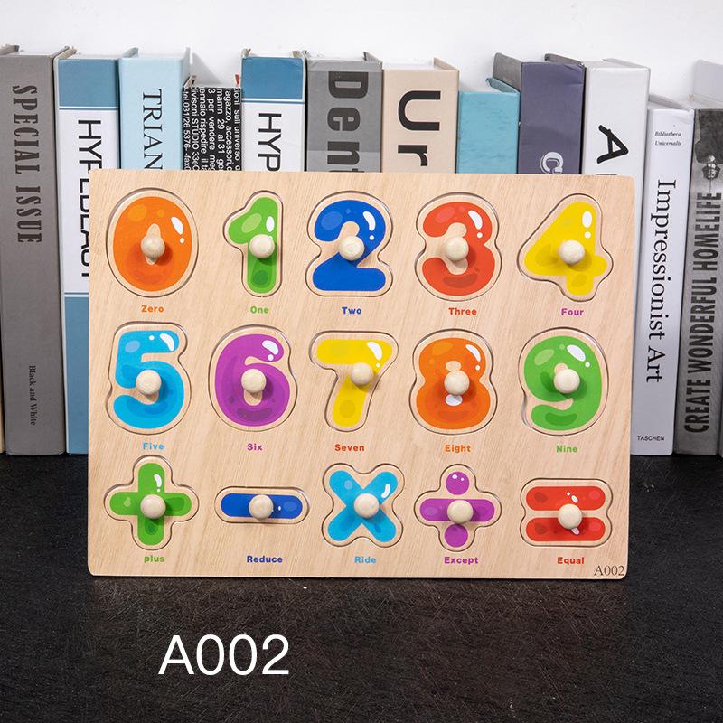 Non-Toxic Montessori Wooden Puzzles Hand Grab Boards Toys Tangram Jigsaw Baby Educational Toys Cartoon Vehicle Animals Fruits 3D Puzzles