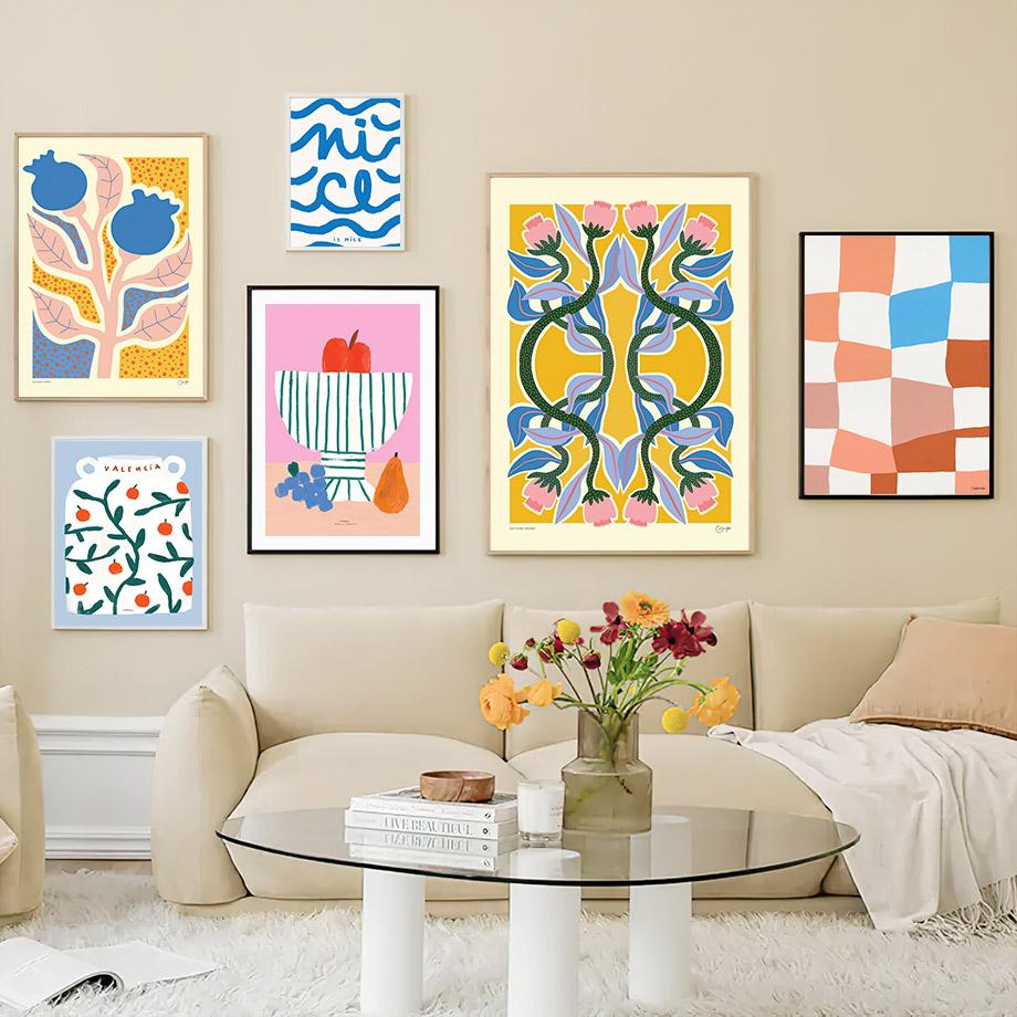 Μινιμαλιστικό Βάζο Λουλουδιών Μπολ Φρούτων Πουλί Αφηρημένο Μποέμ Αφίσες Και Εκτυπώσεις Τέχνη Τοίχου Ζωγραφική σε Καμβά Εικόνες για Διακόσμηση Σαλονιού